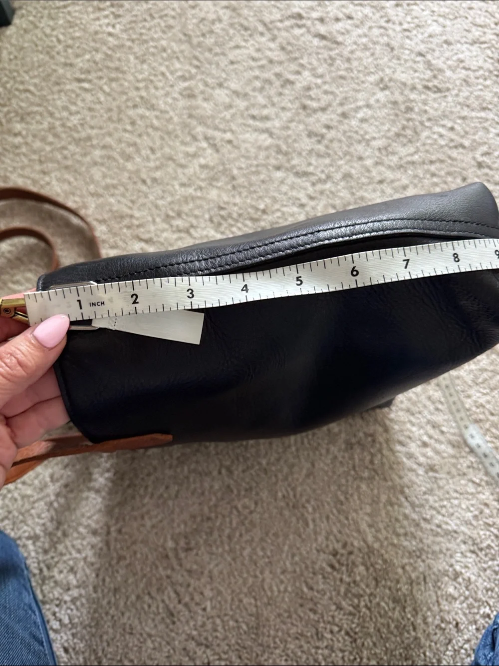 Madewell Black Leather Crossbody Tote with Brown Handles - Picture 7 of 7